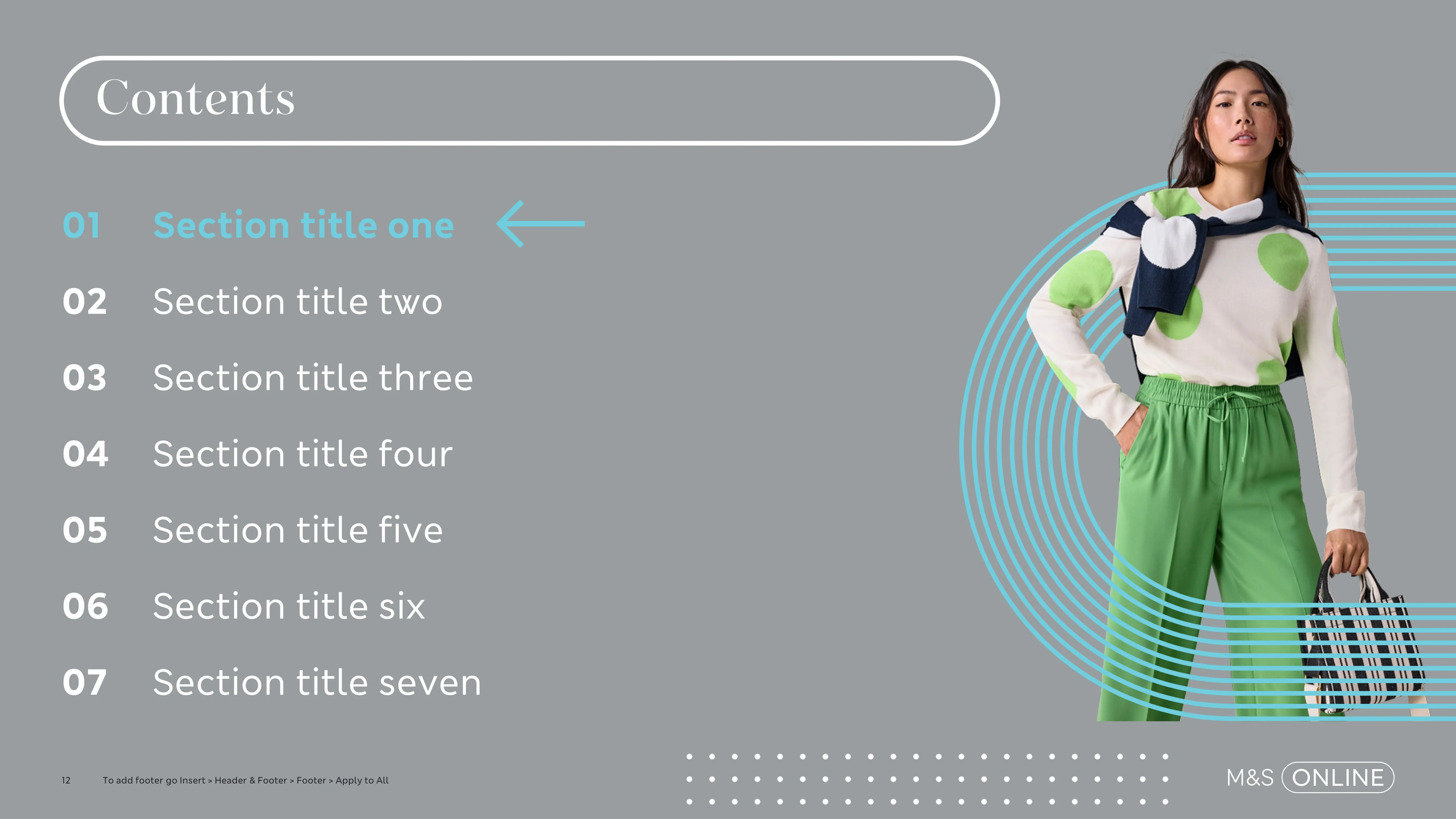Content slide template for M&S Online