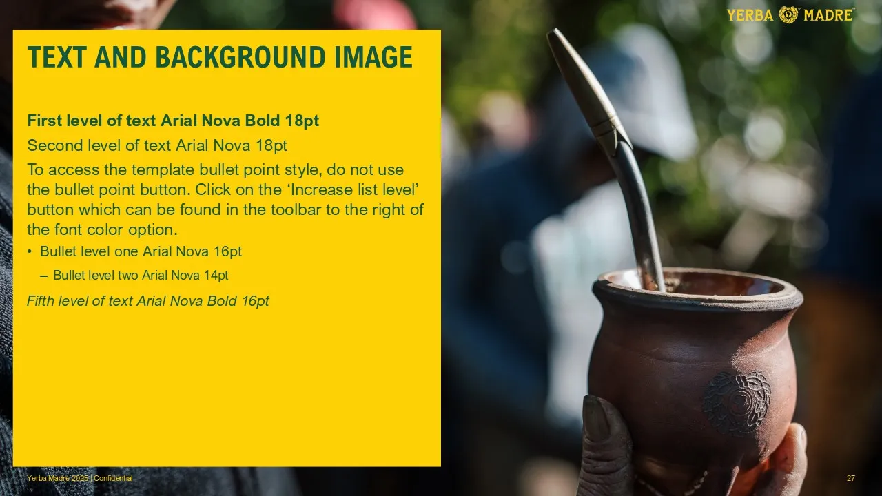 Textbox with background image layout template for Yerba Madre
