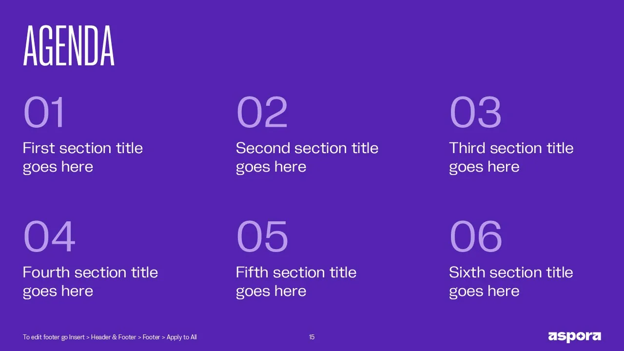 Agenda with grid blocks template for Aspora