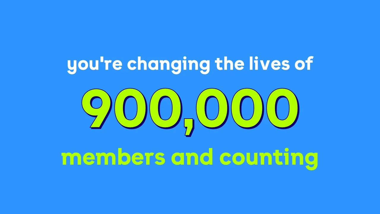 A big statement slide about changing lives of 900000 members for Gym Group