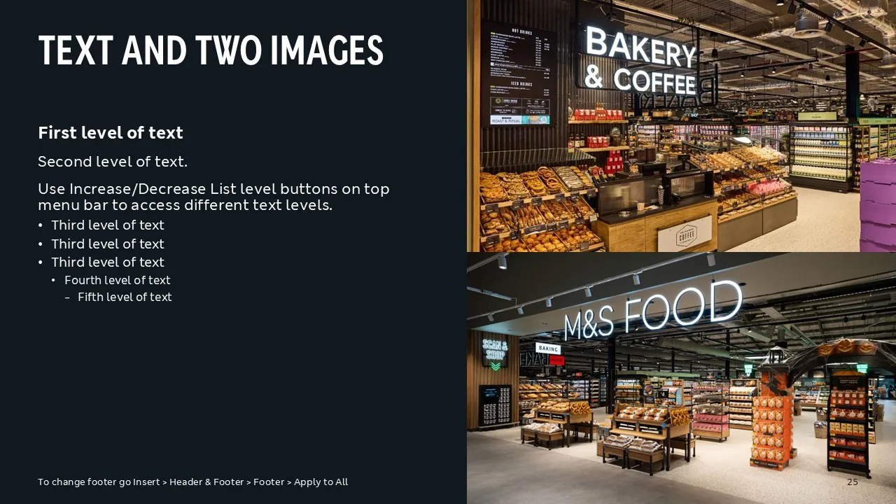 A combo layout template for text and two images for M&S Property